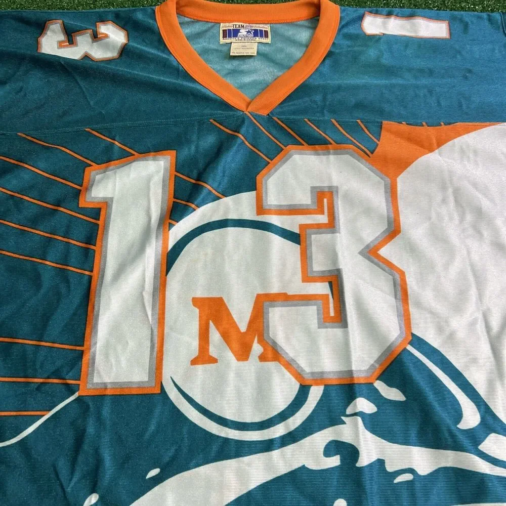 Vintage 1996 Dan Marino Miami Dolphins Big Logo Starter Jersey Mens‎ XL All Over